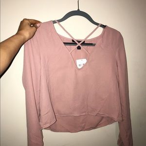 Pink (Blush) Long Sleeve Crop Top